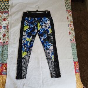 Danskin Now Floral Leggings - Blue and Yellow